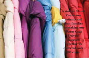 We collected over 200 coats for our Warm Coat Drive