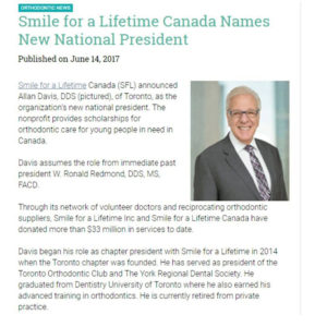 Smile for a Lifetime Canada Names New National President