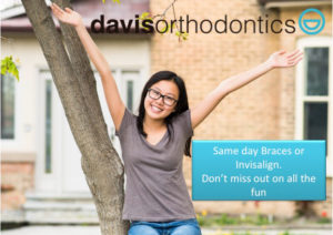 Same day Braces or Invisalign, Patient happy with the new braces or invisalign